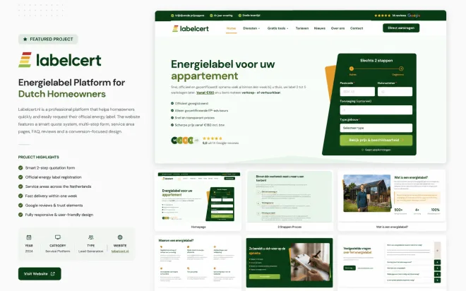 Labelcert.nl website homepage