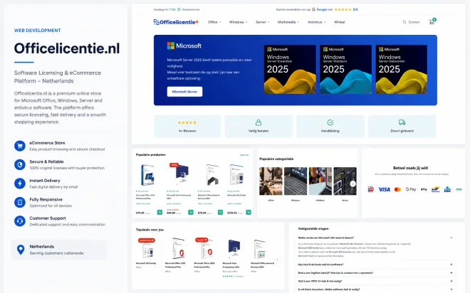 Officelicentie.nl online shop homepage