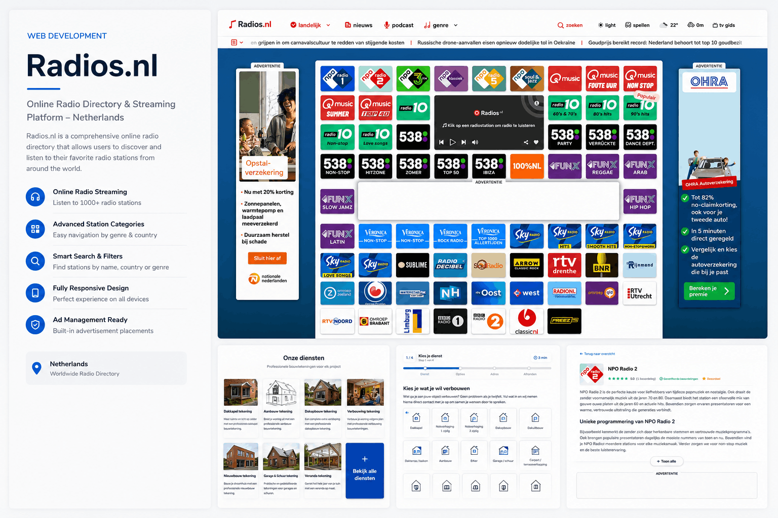 Radios.nl website homepage