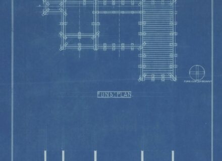 Architectural blueprint showing a detailed building floor plan