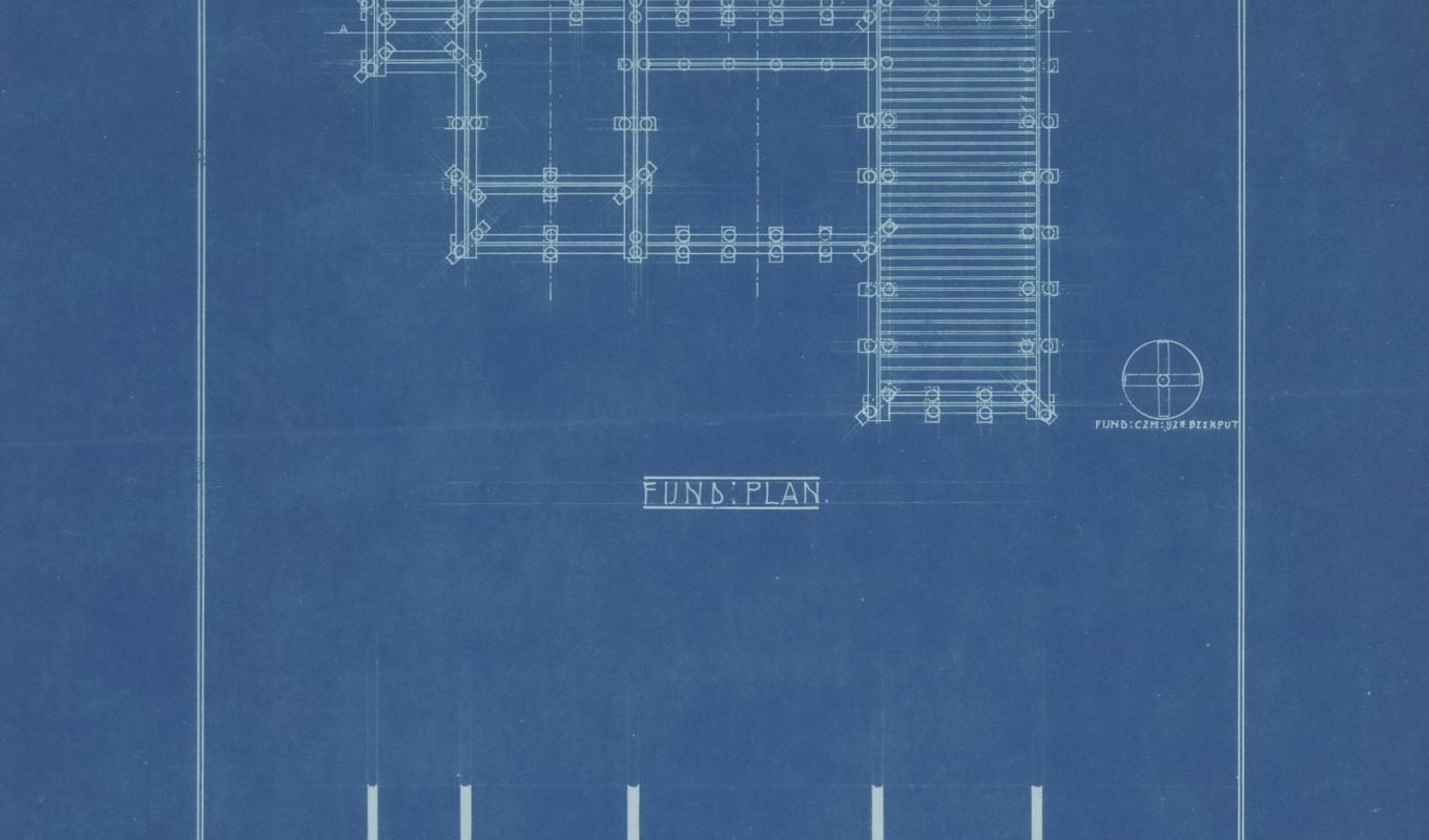 Architectural blueprint showing a detailed building floor plan